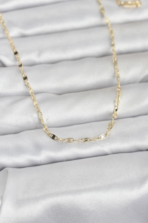 14K Gold Renk Yassı Gemici Zincir Model 60 Kadın Kolye