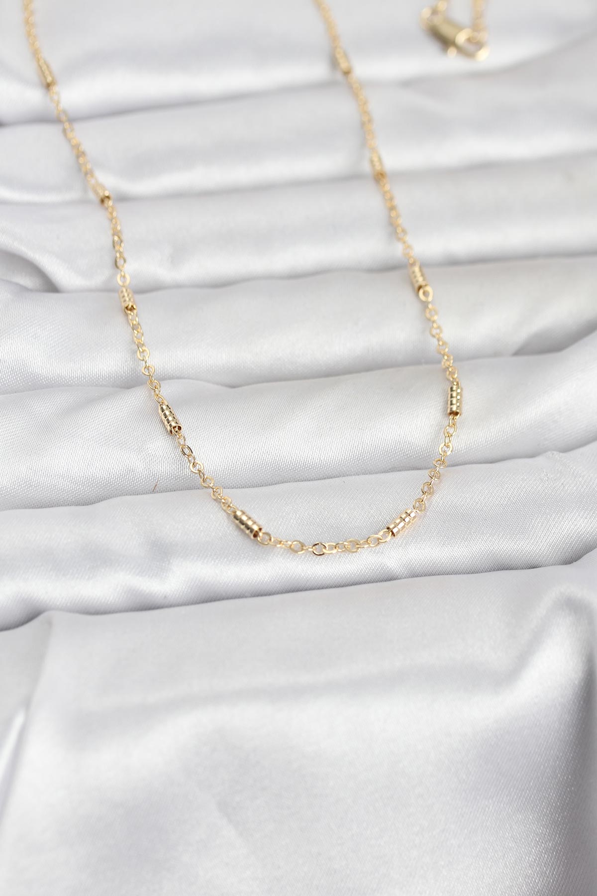 14K Gold Renk Bar Zincir Model 60 Kadın Kolye