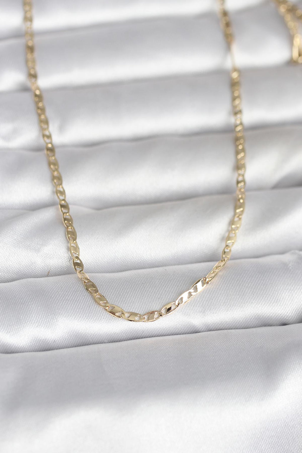14K Gold Renk Yassı Zincir Model 60 Kadın Kolye
