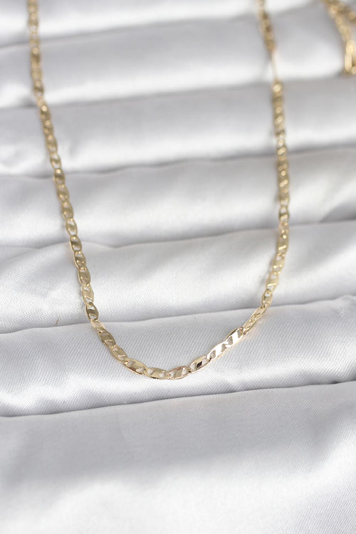 14K Gold Renk Yassı Zincir Model 60 Kadın Kolye