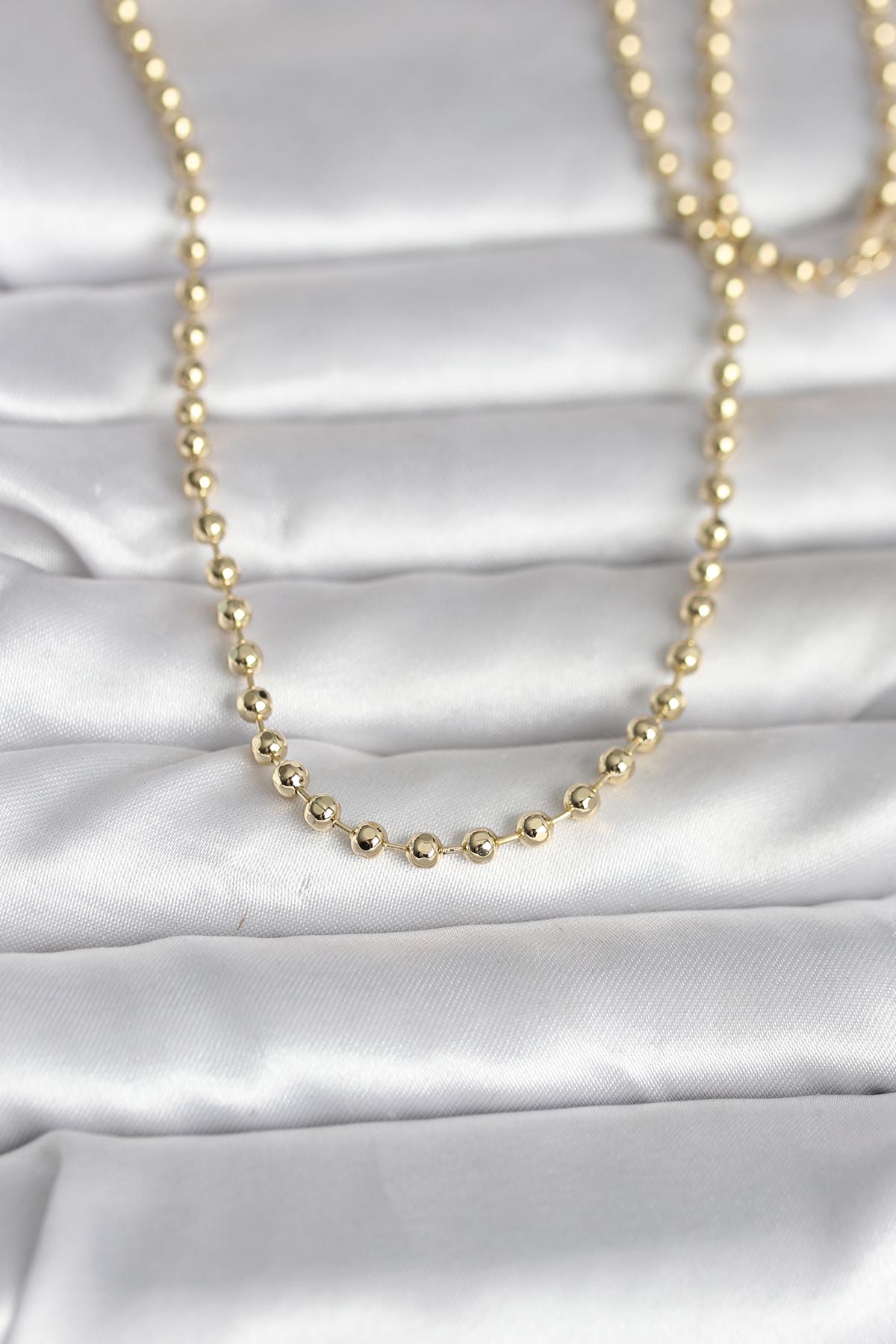 14K Gold Renk Top Zincirli Model 60 Kadın Kolye