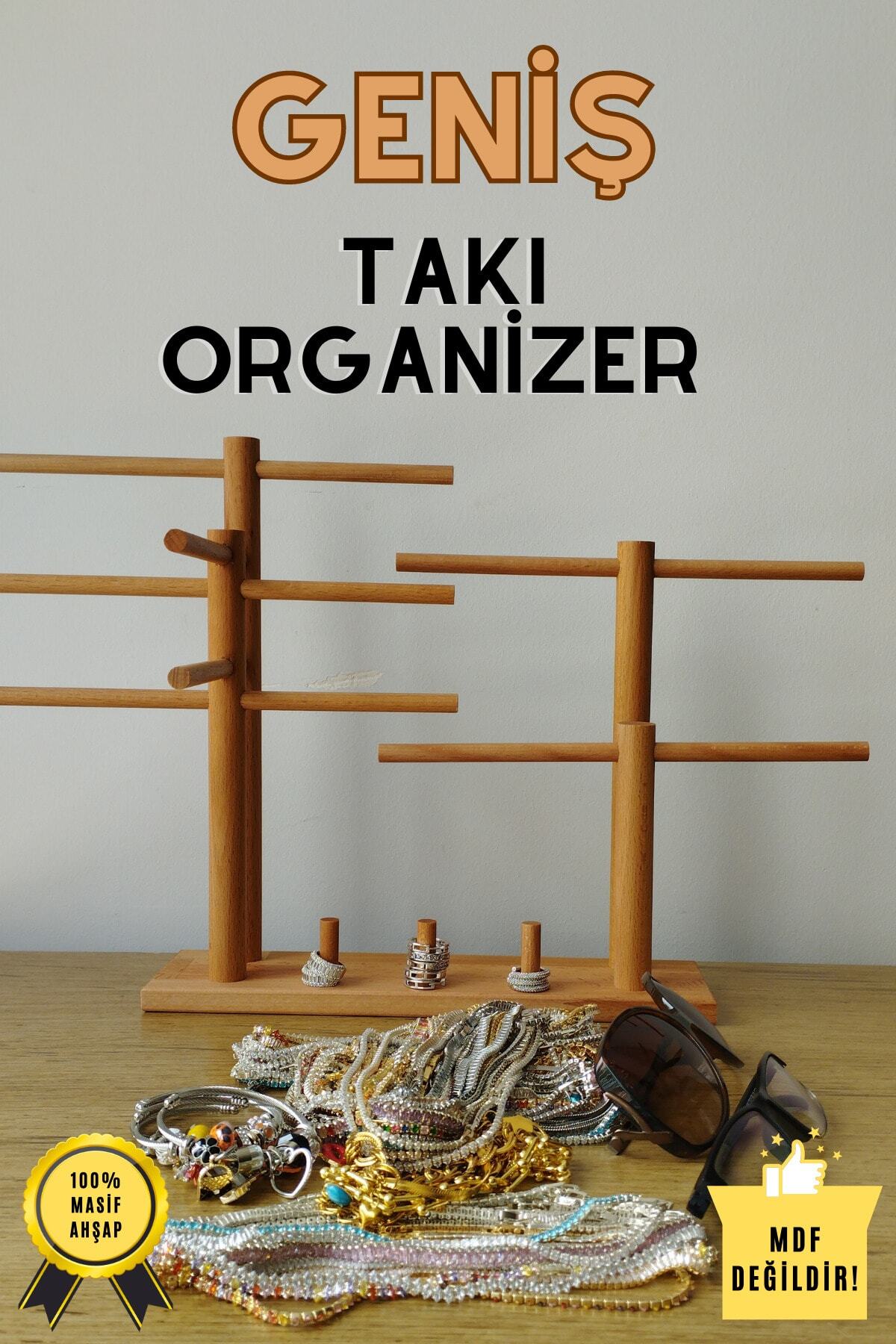 Takı Organizer Ahşap Takı Askısı Geniş Küpe Yüzük Standı Kolye Askısı Takı Düzenleyici