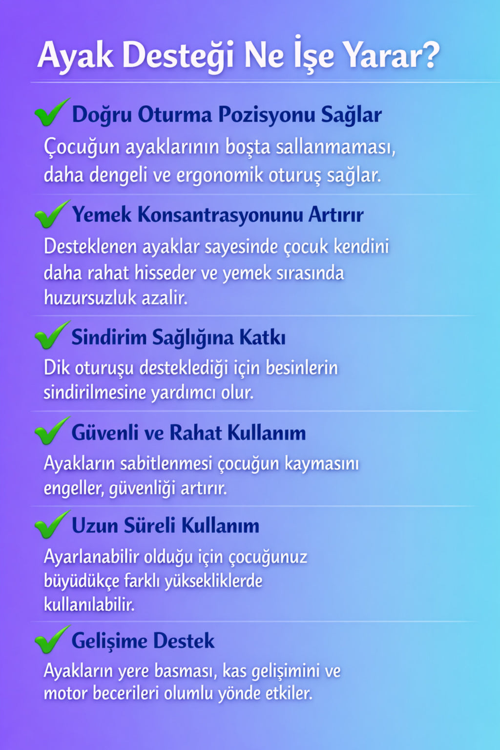 4 Farklı Modele Uyumlu Mama Sandalyesi Ayak Koyma Dayama Desteği