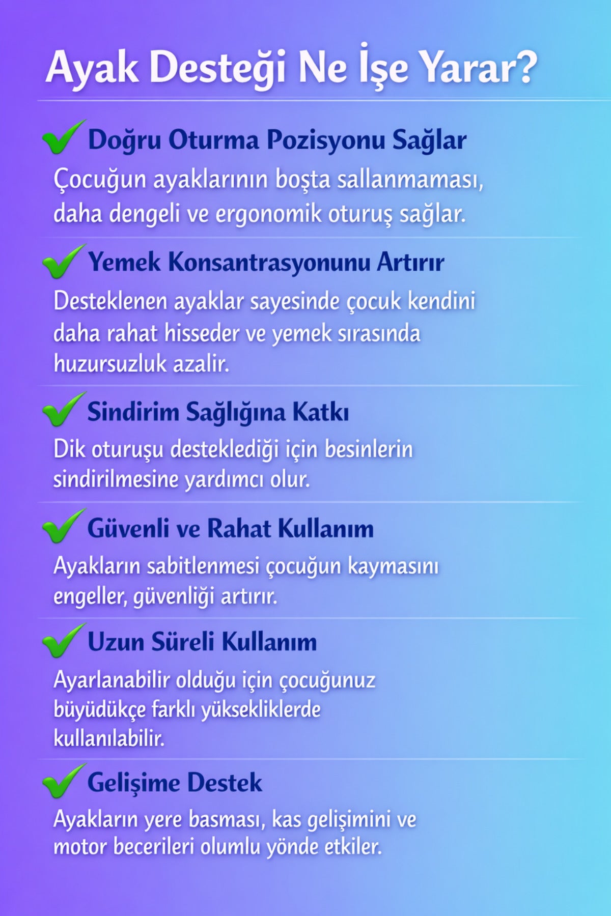 4 Farklı Modele Uyumlu Mama Sandalyesi Ayak Koyma Dayama Desteği