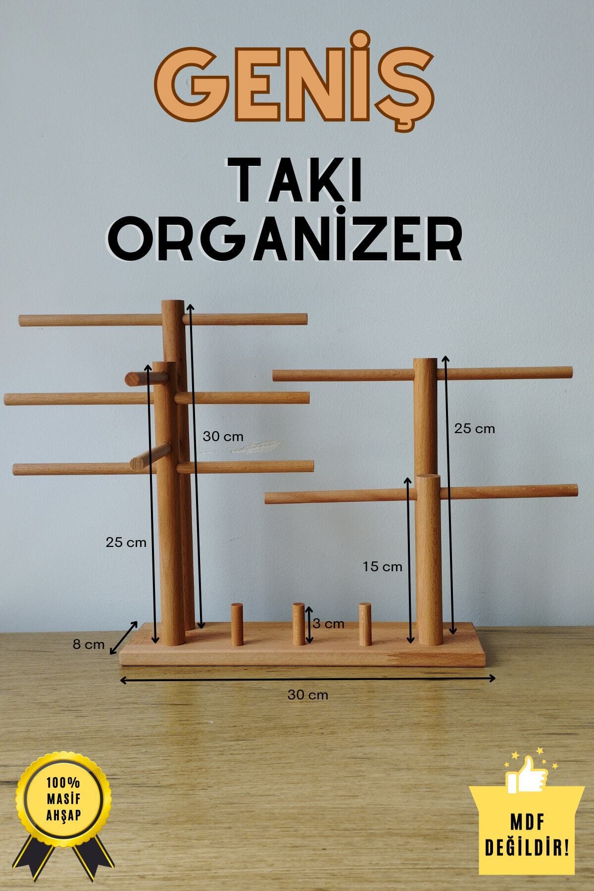Takı Organizer Ahşap Takı Askısı Geniş Küpe Yüzük Standı Kolye Askısı Takı Düzenleyici