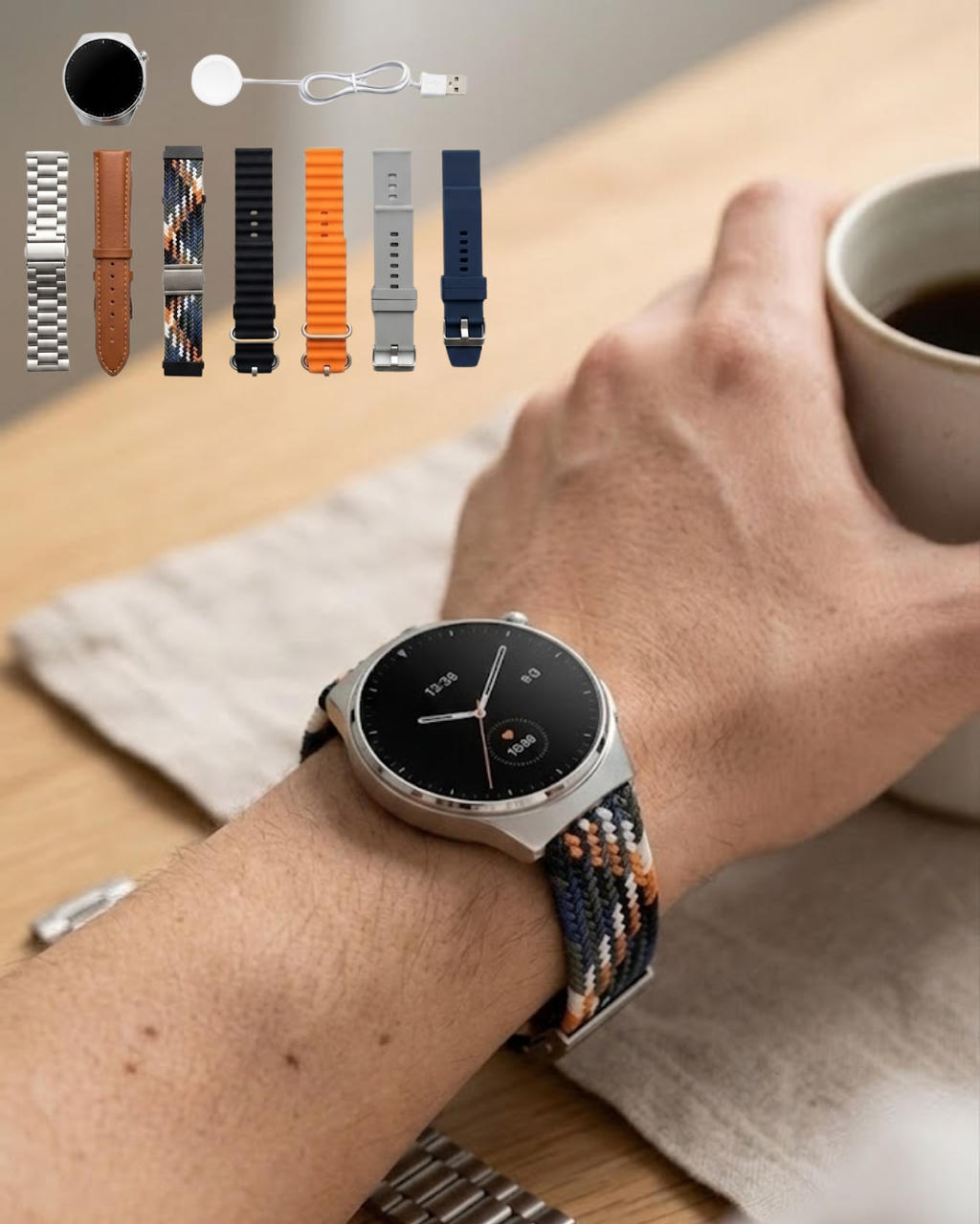 Bluetooth Akıllı Saat 7 Kordonlu Arama Özellikli Uyku ve Aktivite Takipli