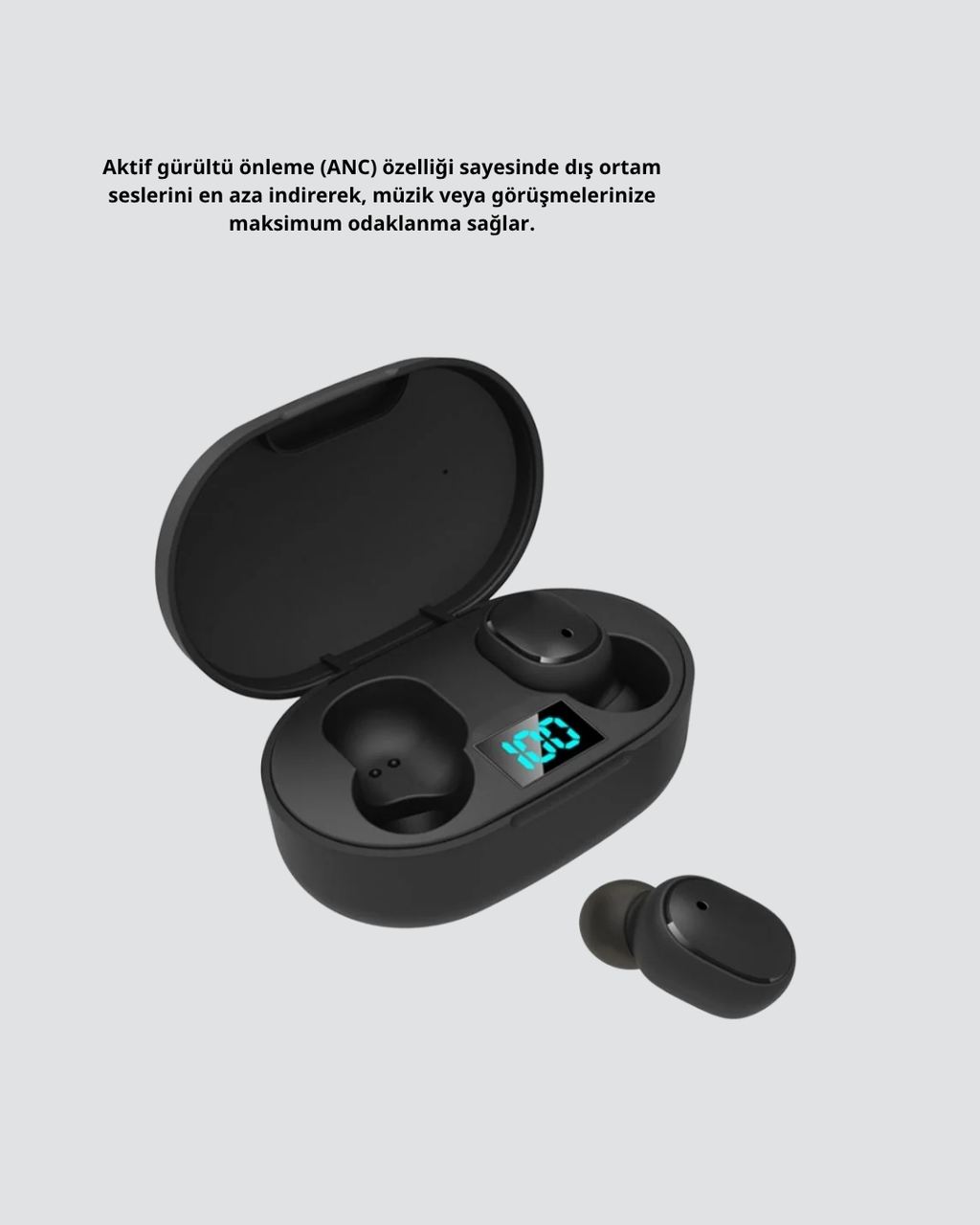 ANC Bluetooth Kulaklık – Suya ve Tere Dayanıklı, Uzun Pil Ömürlü, Mikrofonlu Kablosuz Kulaklık