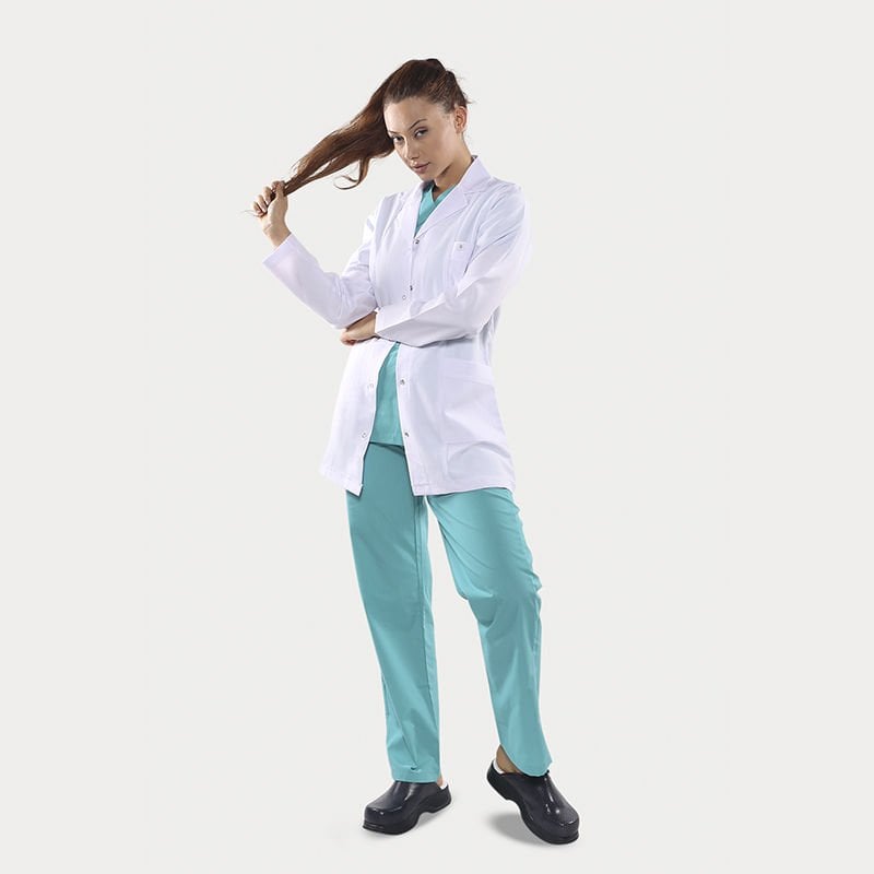 Doktor Klasik Yaka Hemşire Önlüğü Uzun Kol Kısa Boy Bayan Öğretmen Önlük
