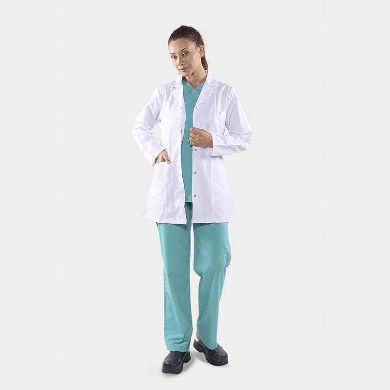 Doktor Klasik Yaka Hemşire Önlüğü Uzun Kol Kısa Boy Bayan Öğretmen Önlük