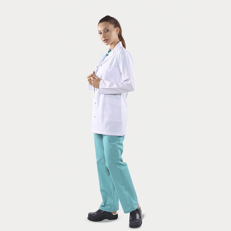 Doktor Klasik Yaka Hemşire Önlüğü Uzun Kol Kısa Boy Bayan Öğretmen Önlük