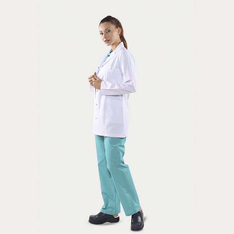 Doktor Klasik Yaka Hemşire Önlüğü Uzun Kol Kısa Boy Bayan Öğretmen Önlük