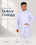 Hakim Yaka Orta Boy Uzun Kol Erkek Önlük | Doktor Önlüğü Hastane Önlüğü Laborant Hemşire İş Önlüğü