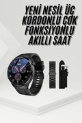 Amoled Ekran Metal Deri Silikon Kordonlu Uyku ve Sağlık Takibi