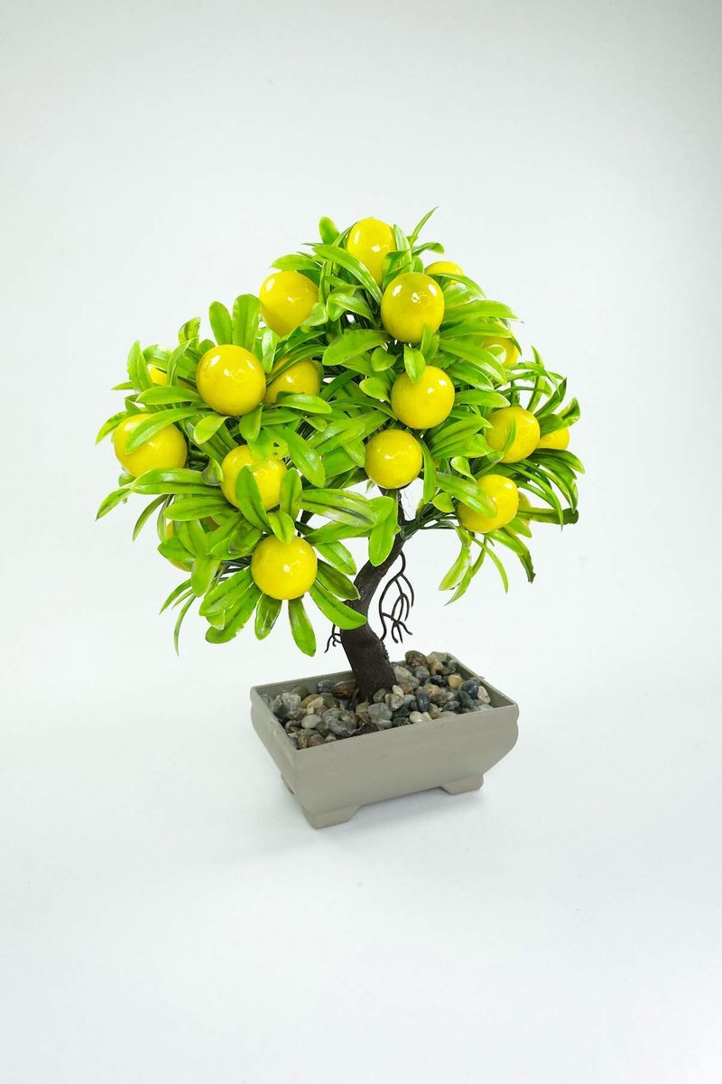 Dekor Ağaç Limon Ağacı Saksılı Dekoratif Ağaç Biblo 24x13