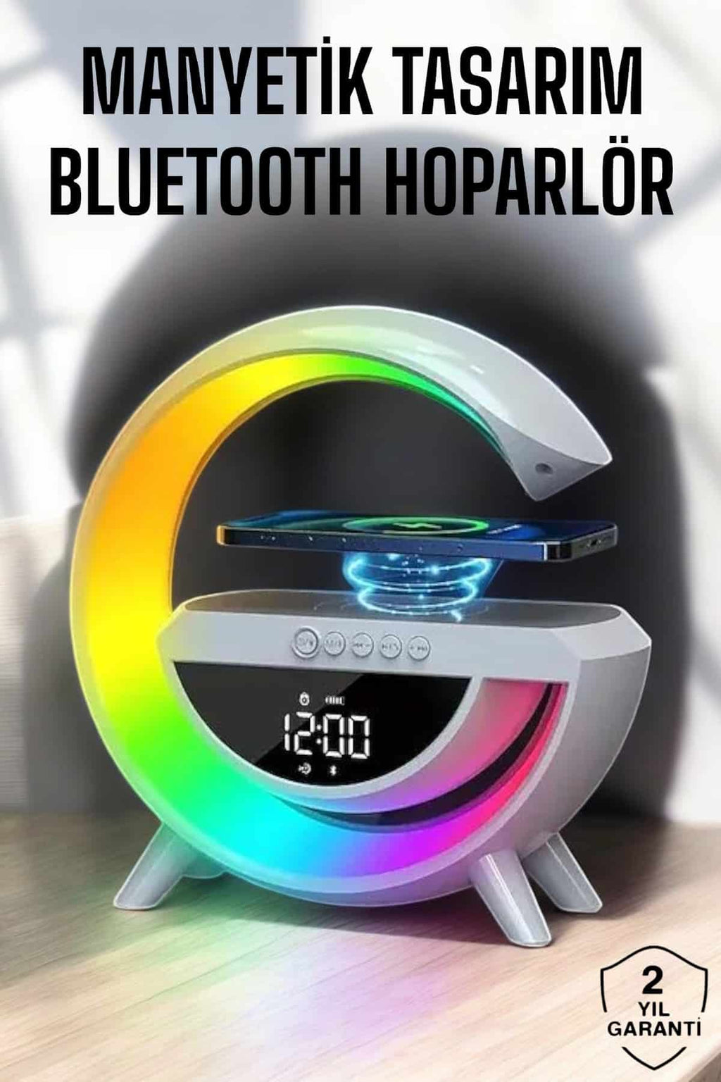 Dijital Göstergeli Wireless Şarj RGB Işıklı Hoparlör