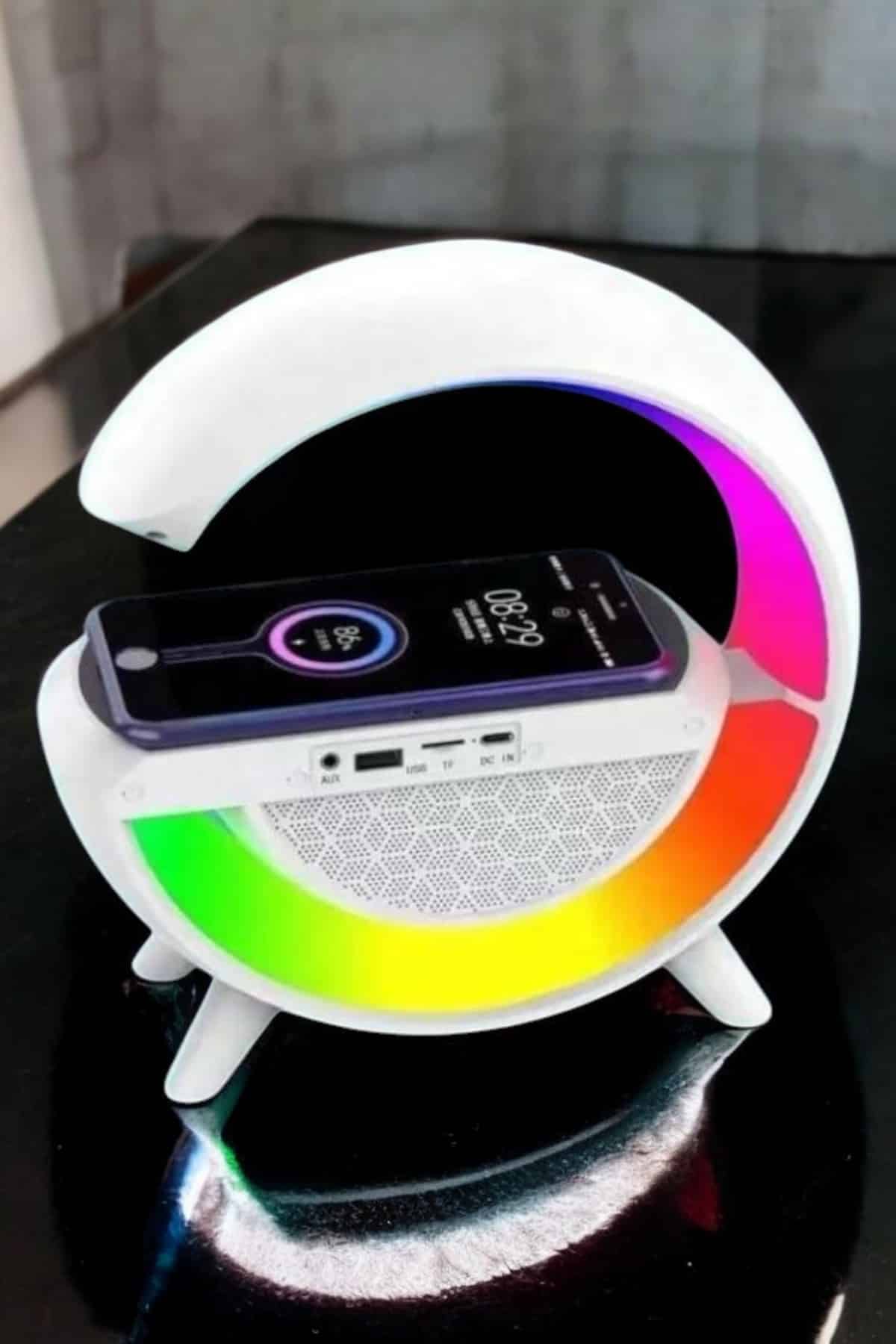 Dijital Göstergeli Wireless Şarj RGB Işıklı Hoparlör