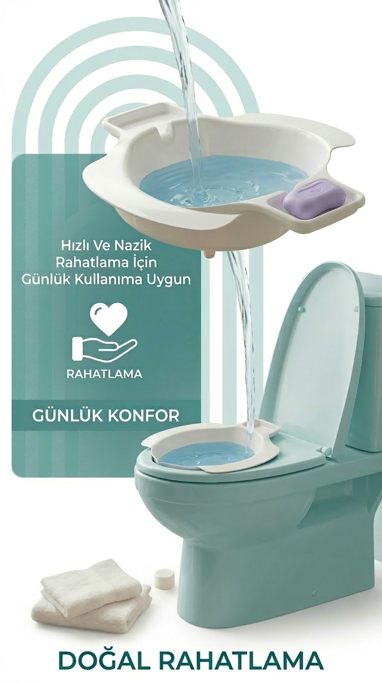 Hemoroid ve Kalça Desteği İçin Taşınabilir Oturma Banyosu Klozet Uyumlu Pratik Bakım Küveti